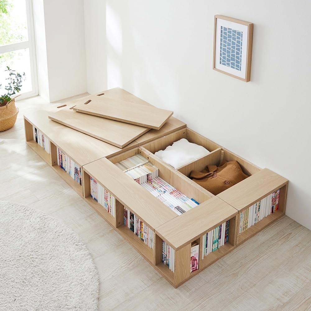 Amazon｜[ベルメゾン] ベッド ずらっと本が並ぶ マルチ ユニット