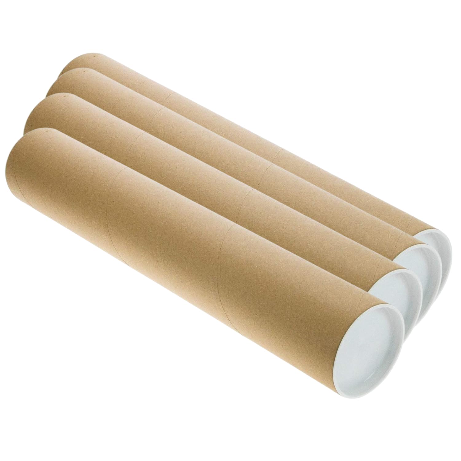 SAVUK Mailing Tubes with Plastic Caps Shipping Cardboard Blueprints Artwork Poster Kraft Extra Heavy-Duty Thickness Posters, Art Prints Multipurpose Documents Storing (2 x 18 inches, 4)