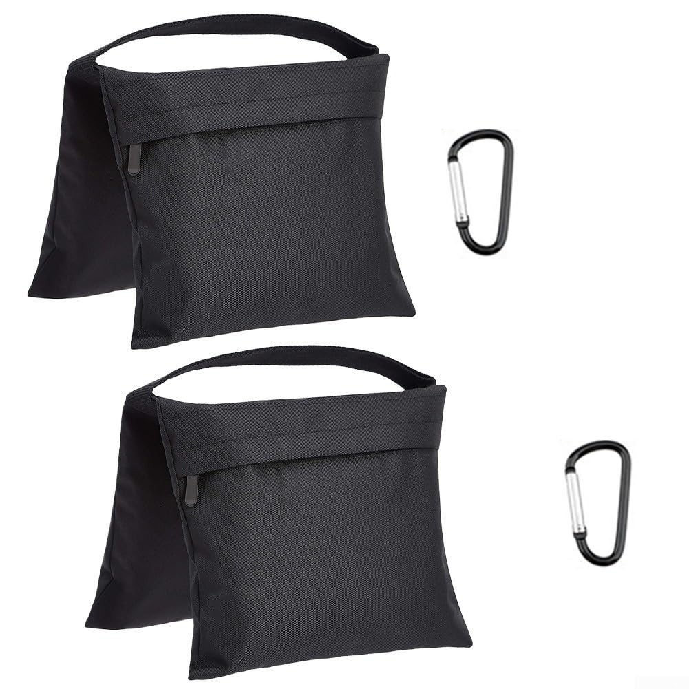 Heavy Duty Sandbags for Photography and Sports, Stabilize Backdrop Stands and Light Stands, Outdoor Windproof Weight-Bearing, 2-Pack, Black