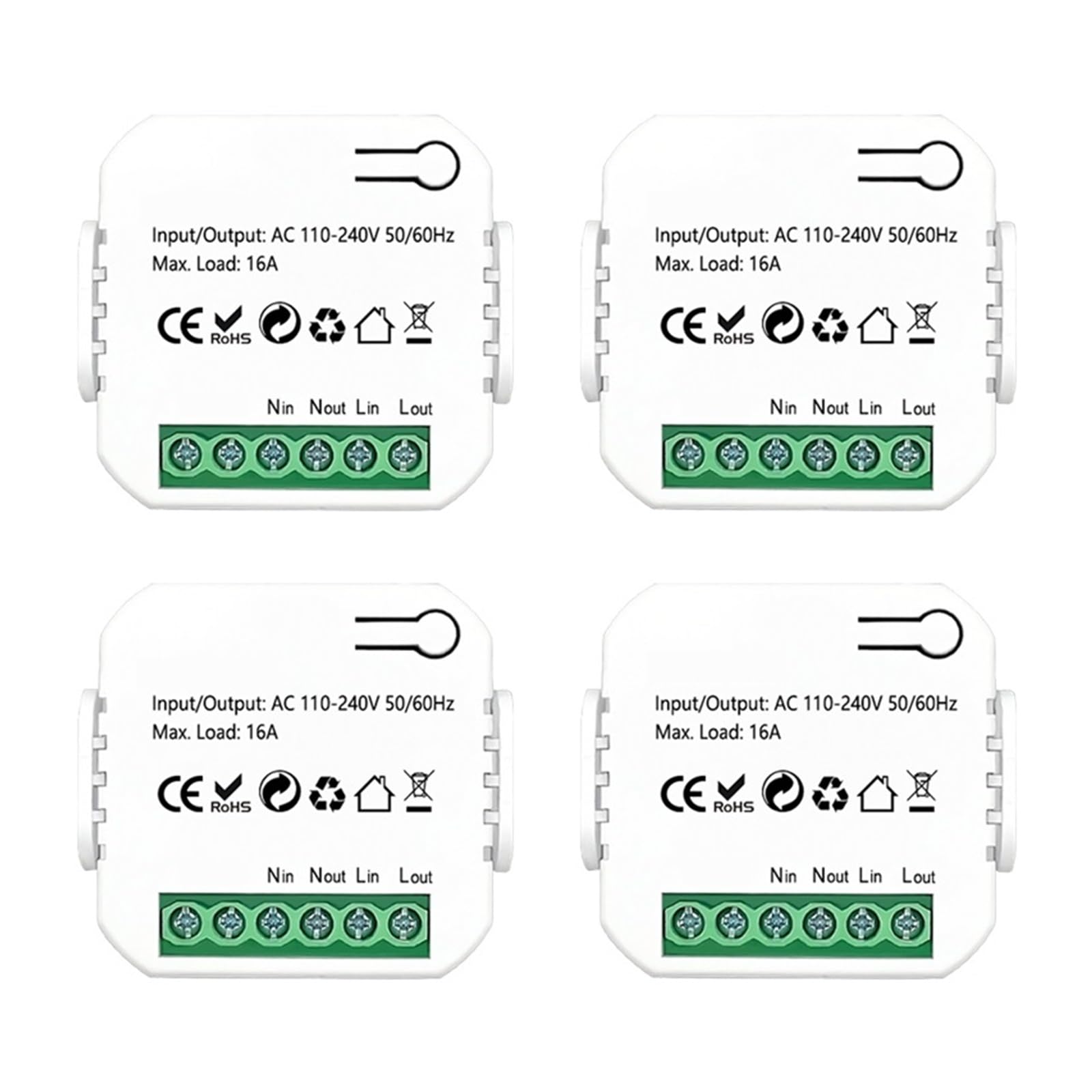 Monitoraggio Dell'Energia del Contatore Intelligen Tuya Smart ZigBee Socket Switch Module KWh Meter Energy Monitor Timer 16A Overload Protect(4 Pieces)