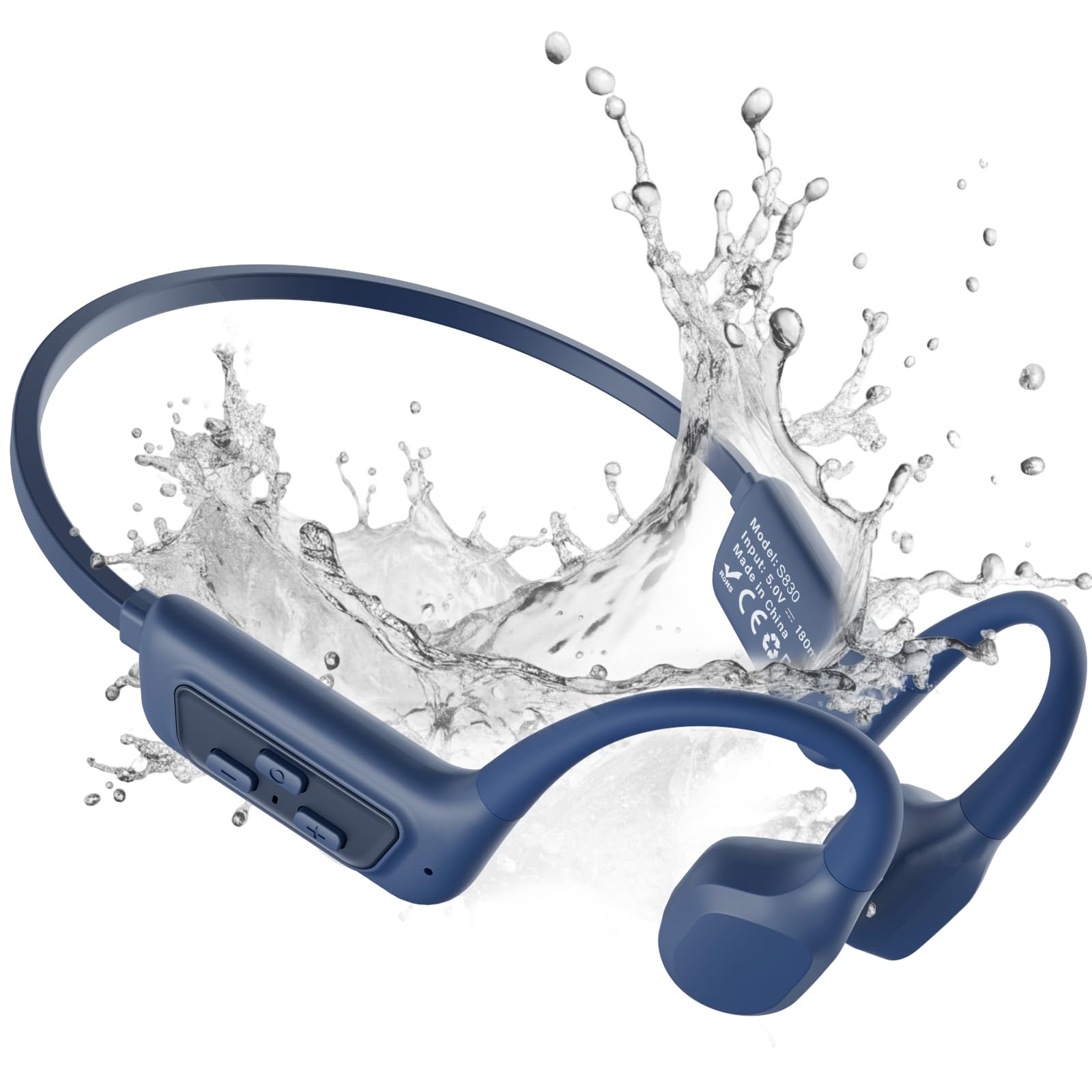MONODEAL Knochenschall Kopfhörer Schwimmen, knochenschall kopfhörer IPX8 wasserdicht mit MP3-Player 8GB, Bluetooth 5.4 für Laufen, Radfahren, Surfen wasserdichte kopfhörer Schwimmen