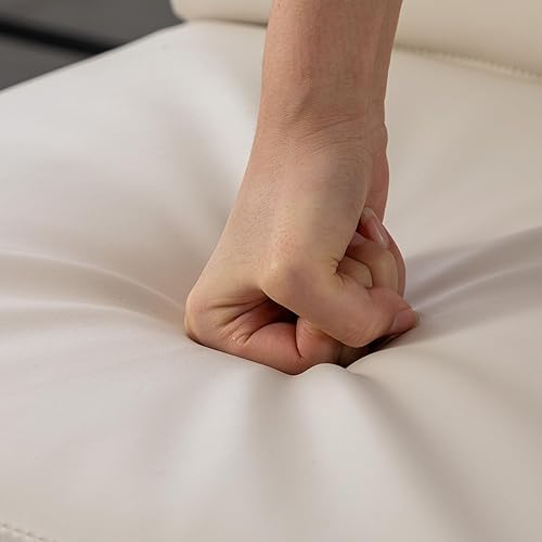 Miniatura 3 de Juego de 2 sillas de comedor modernas, tapizadas de piel sintética con marco de metal, cómodas sillas auxiliares de mediados de siglo para comedor,