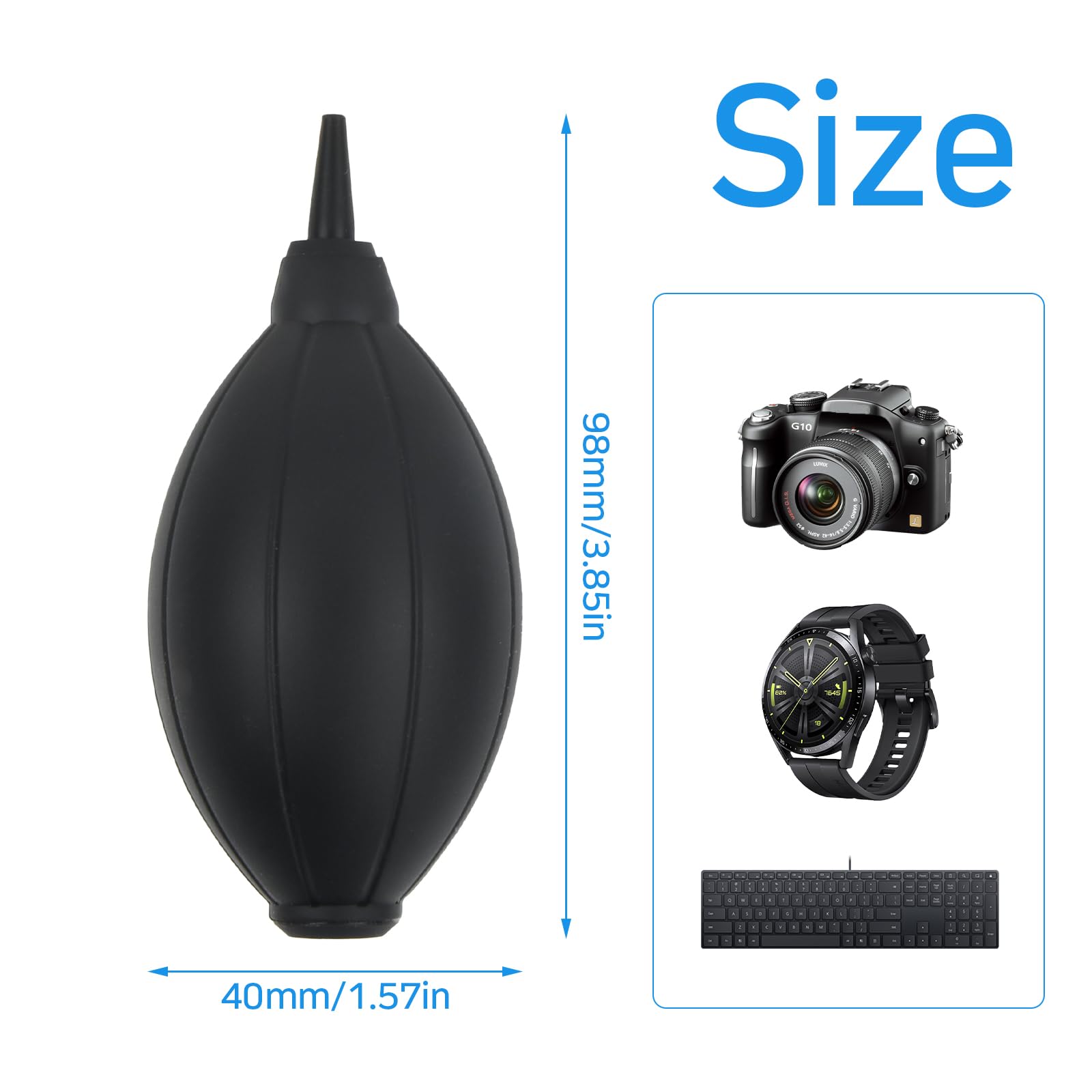 RapidbokSoplador de Aire de Silicona Suave, Mini Fuelle Profesional,Dust Air Blower Cleaner, Limpiador de Aire a presión para cámaras, Soplador de Aire Blaster de Polvo para Digitales, DSLR, Negro