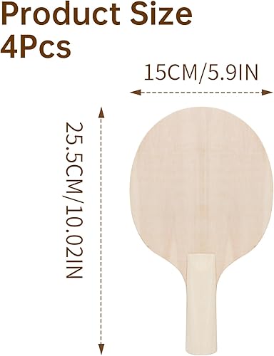 Miniatura 2 de 2 pares de palas de ping pong de madera para bricolaje, raqueta de tenis de mesa de madera sin terminar para pintar una experiencia única de pong