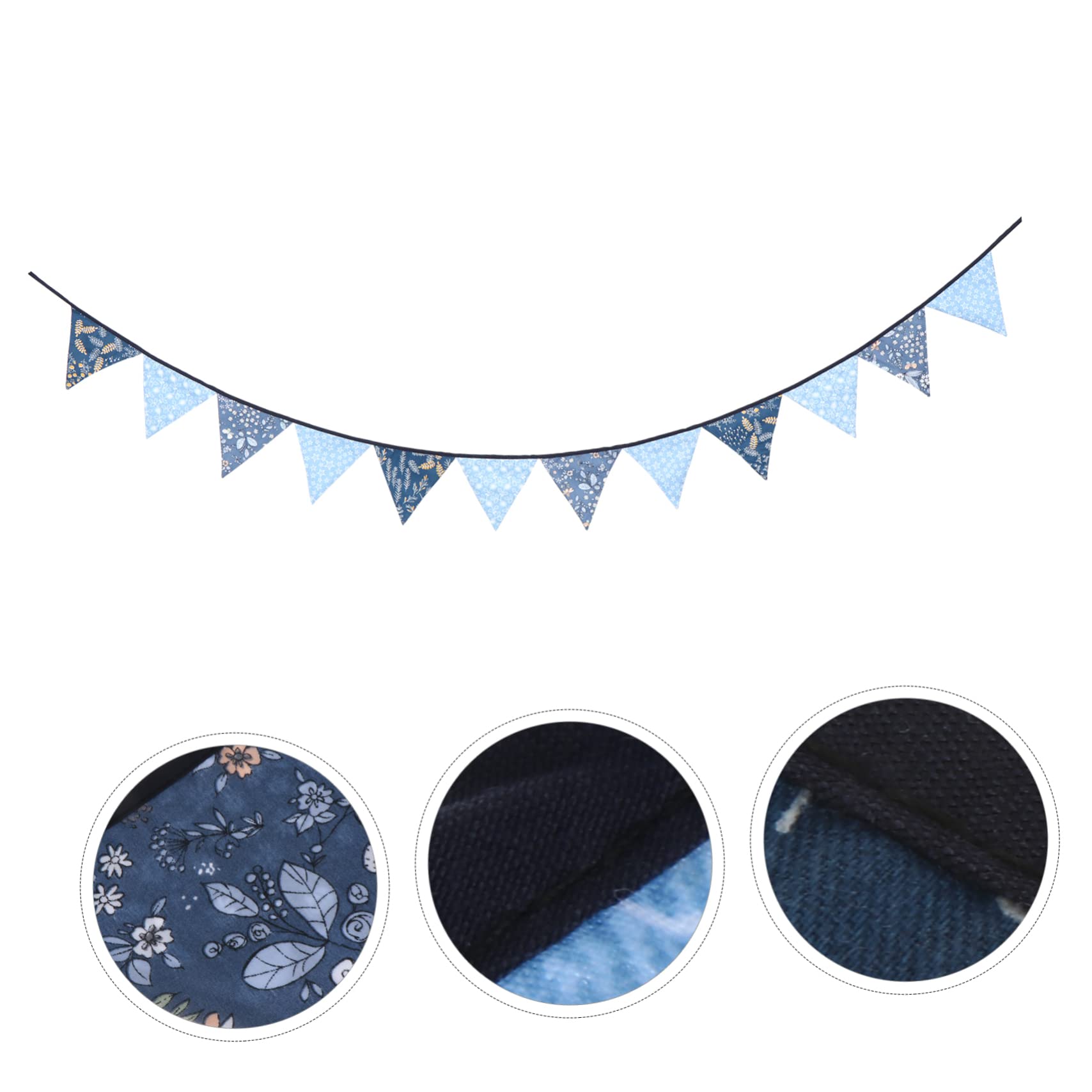 TOPBATHY 3St Jeansblauer Wimpel hochzeitsdeko lovely bar dekoration Festivaldekoration party decoration kinderhaben Hängedekoration Party-Banner Baumwollbanner Partyschmuck Baumwolle Blue