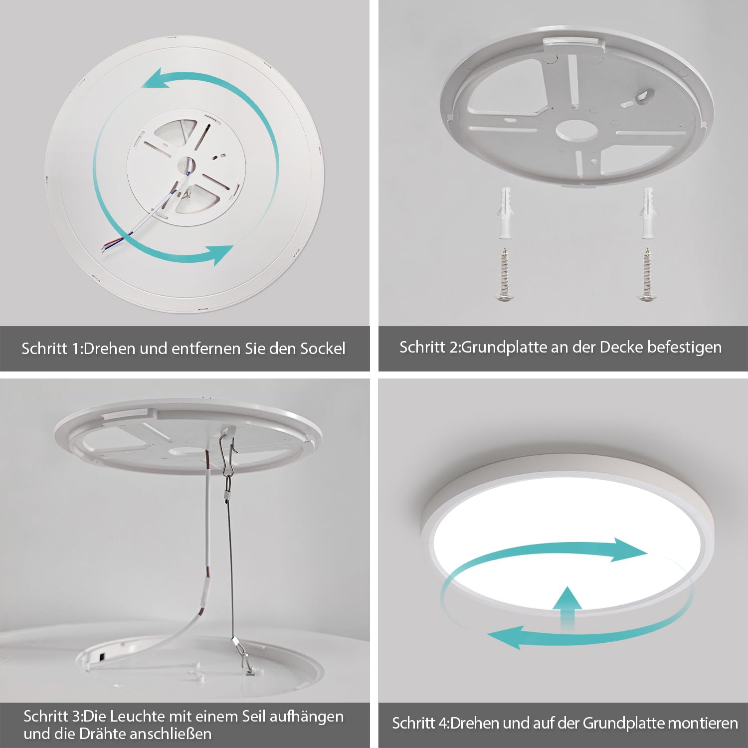 JDONG LED Deckenlampe 72W Dimmbar Rund Weiß Deckenleuchte 60CM mit Fernbedienung Modern Schlicht Decken Ultra Dünn 2.5CM Ideal für Wohnzimmer Schlafzimmer Küchen Arbeitszimmer Esszimmer Badezimme