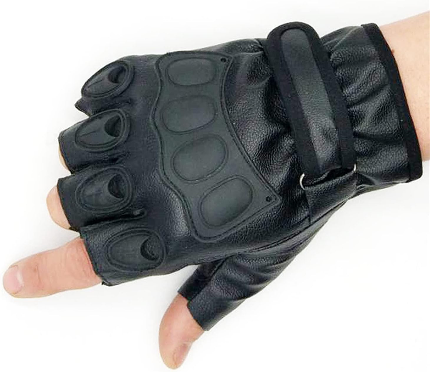 Fingerless Tactical Gloves Men Men's PU Leather Half Finger Gloves for Outdoor Sports Motorcycle Cycling Outdoor