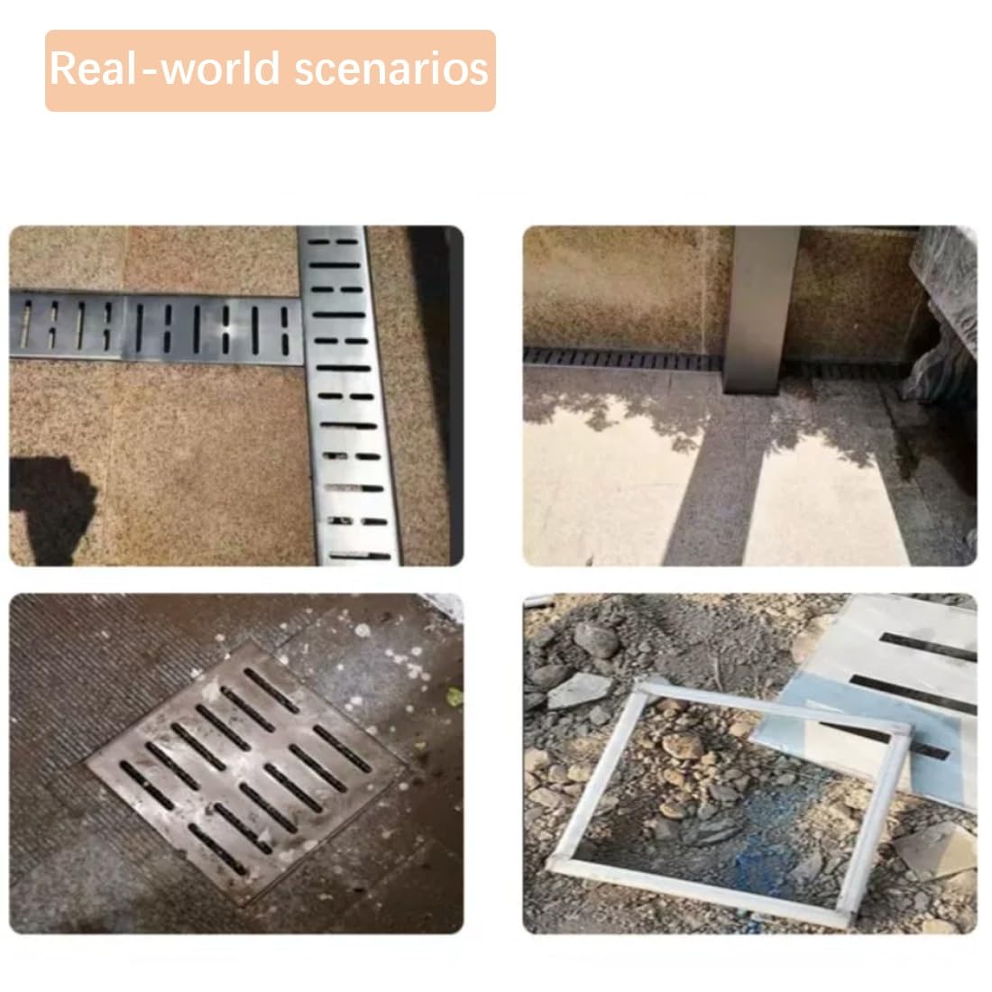 Ruszt kanałowy o grubości 2 mm do ogrodu na patio i do użytku komercyjnego (15 x 15 cm) osłona odpływowa dla skutecznej wody