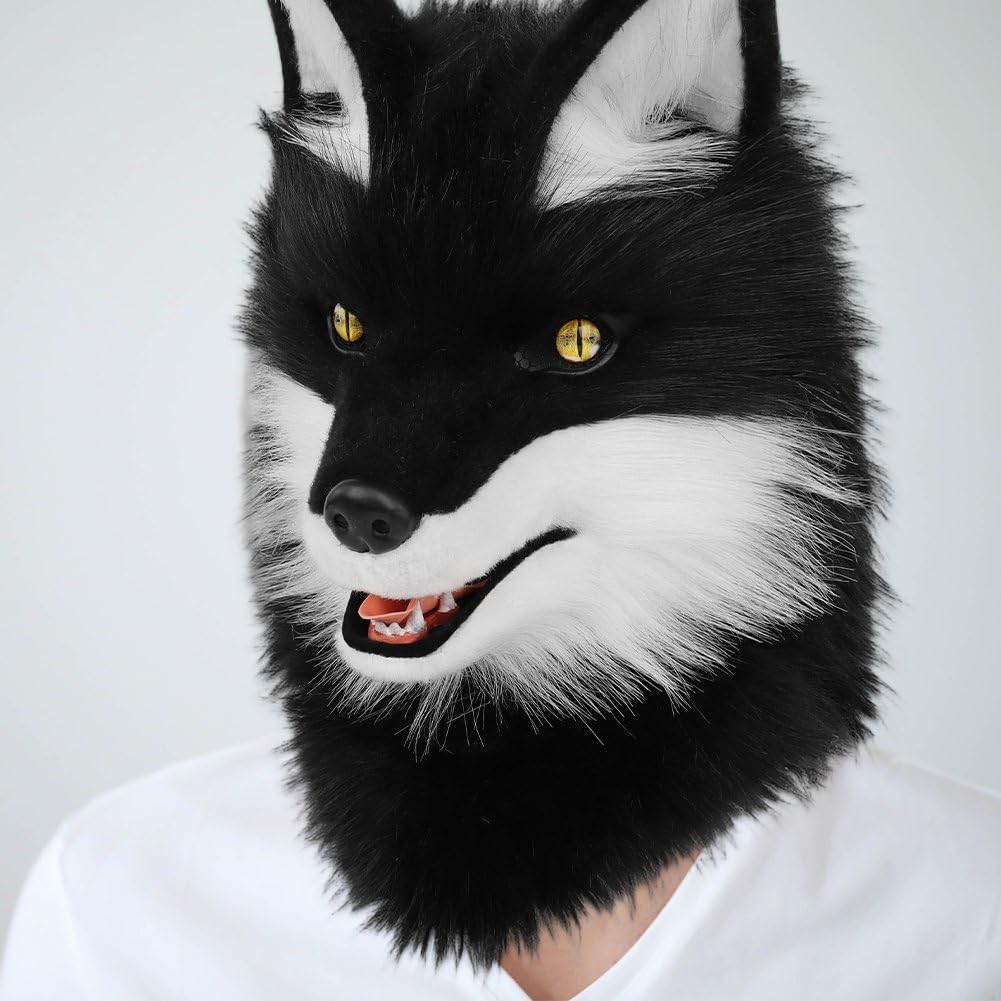 Maska zwierzęca, akcesoria do kostiumu cosplay, futrzany pies, pełna głowa, Therian, maski, impreza anime, kobiety, mężczyźni