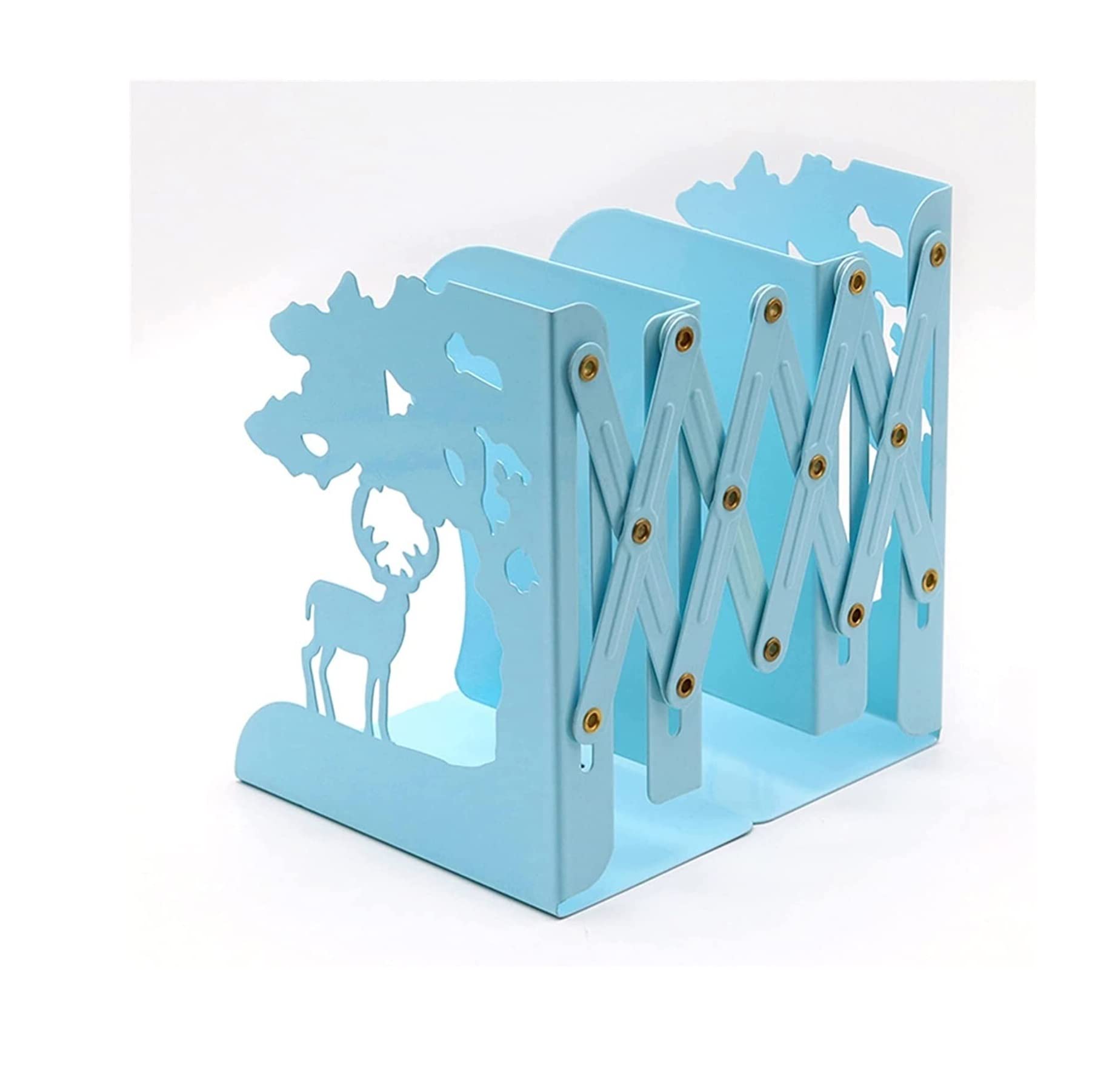 Bookends Nonskid Bookends Adjustable Metal Bookends Books Holder Stand Desk Bookend Supports Bookends for Shelves Office Bookshelf(Blue)