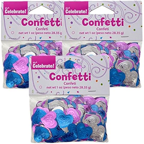 Black Duck Deals Metallic Shiny Confetti Hearts, 3-Oz for Wedding Baby Shower Engagement Anniversary Multi Colored Table Decorations Party Supplies Cover