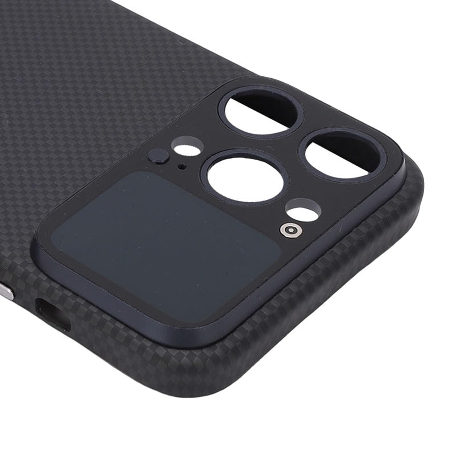 Ejoyous Funda para Teléfono con Pantalla Táctil Cubierta de Teléfono de Fibra de Carbono 1,71 Pulgadas Bluetooth Ajuste Magnético para 15 Pro MAX para Selfies Control de Música Pantalla de Mensajes