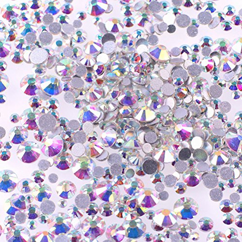 Healifty 1440pcs Kristall AB rund Nail Art Strass Hinten 3D Nagelschmuck Edelsteine 2.0mm – Bild 3