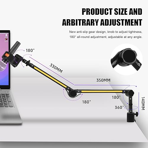 Miniatura 2 de Soporte de micrófono ST3 Soporte de brazo de brazo de escritorio soporte de micrófono, con clip mejorado para micrófono, adecuado para micrófono de