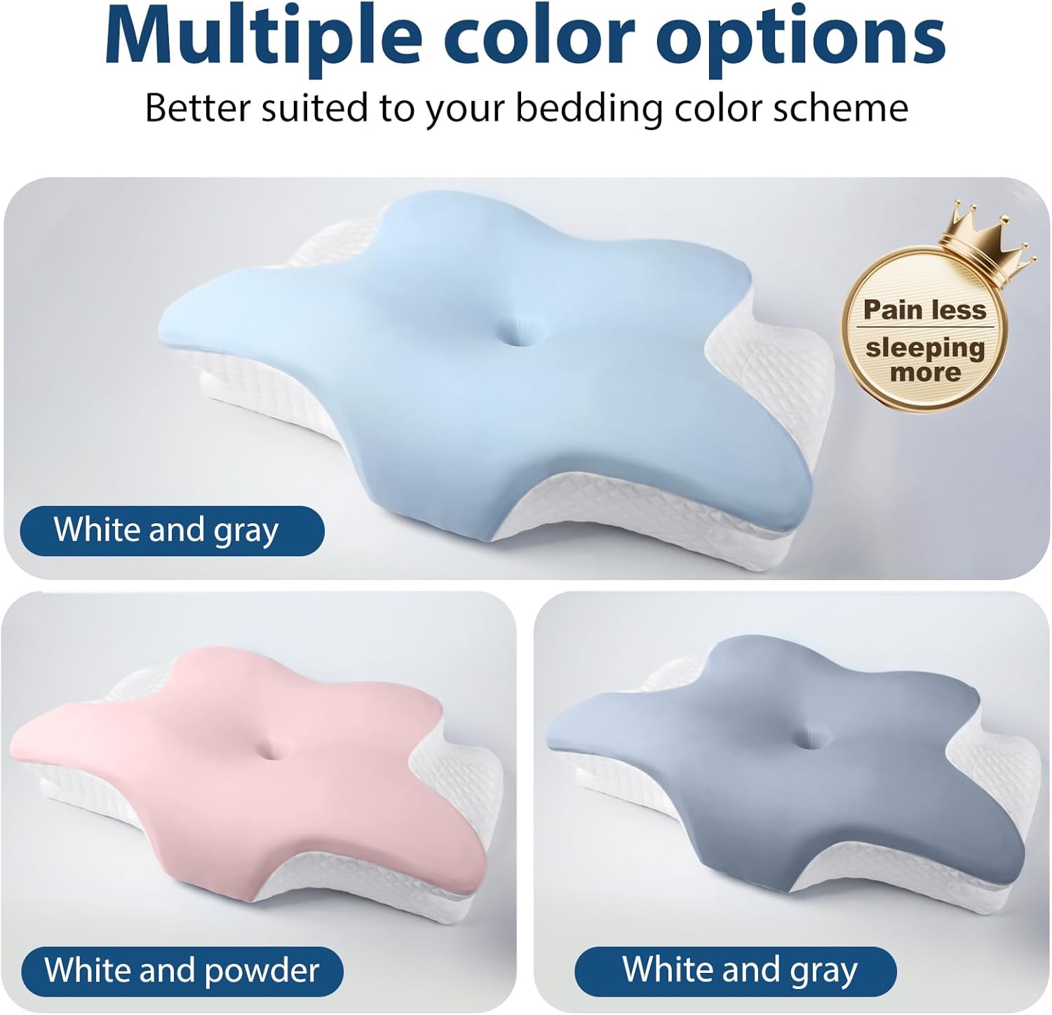 Ergonomic Butterfly Memory Foam Neck Pillow - Cool Comfort, Fatigue Relief & Head Positioning Support for Sleeping/Travel, Slow Rebound Sponge Pillow (White-Powder) - Image 7