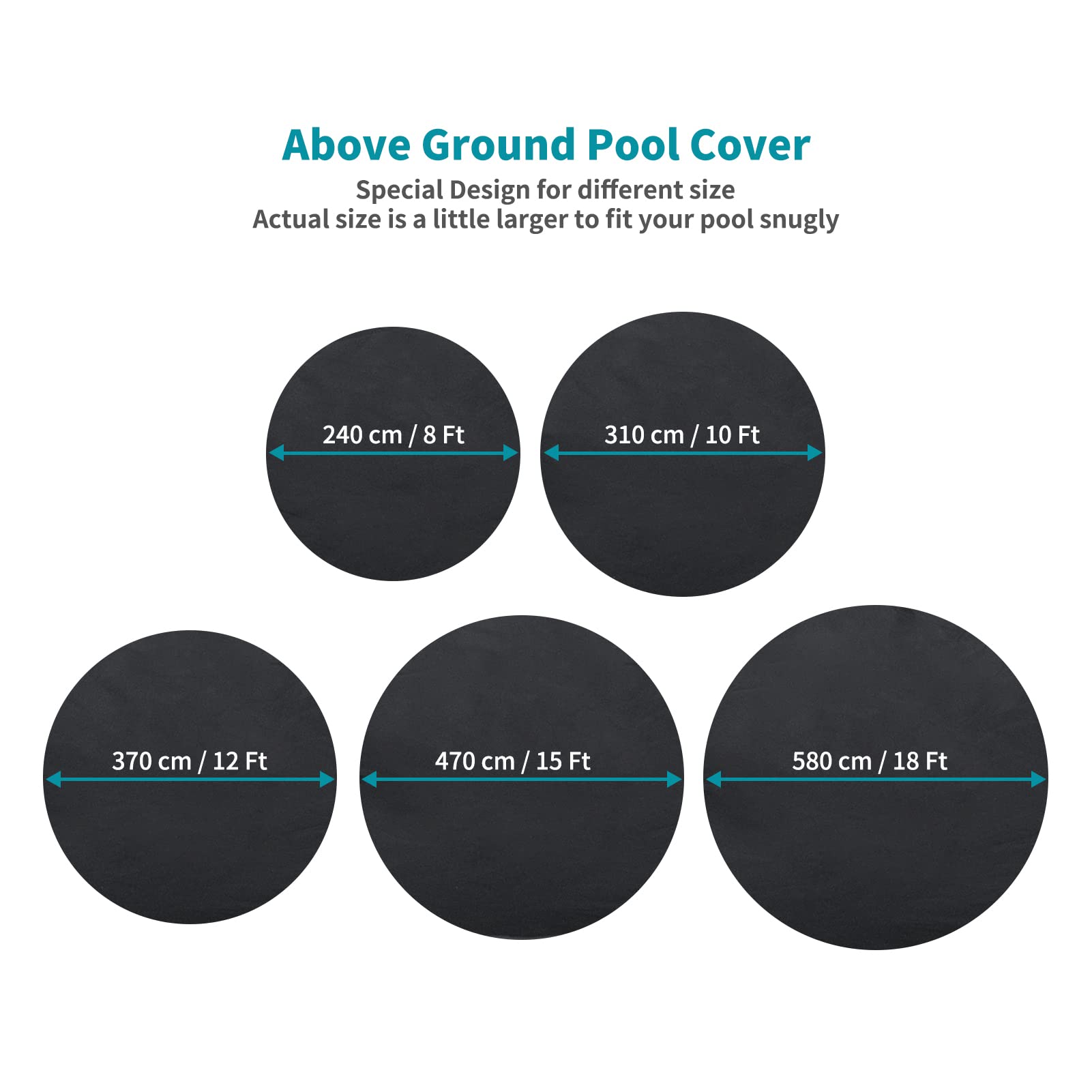 Condition photo showing New/Like New for 15 ft winter pool cover for above ground pools, round pool cover for winter - upgraded hot tub cover with drawstring design to keep sturdy, easy to install, waterproof and dustproof (black)