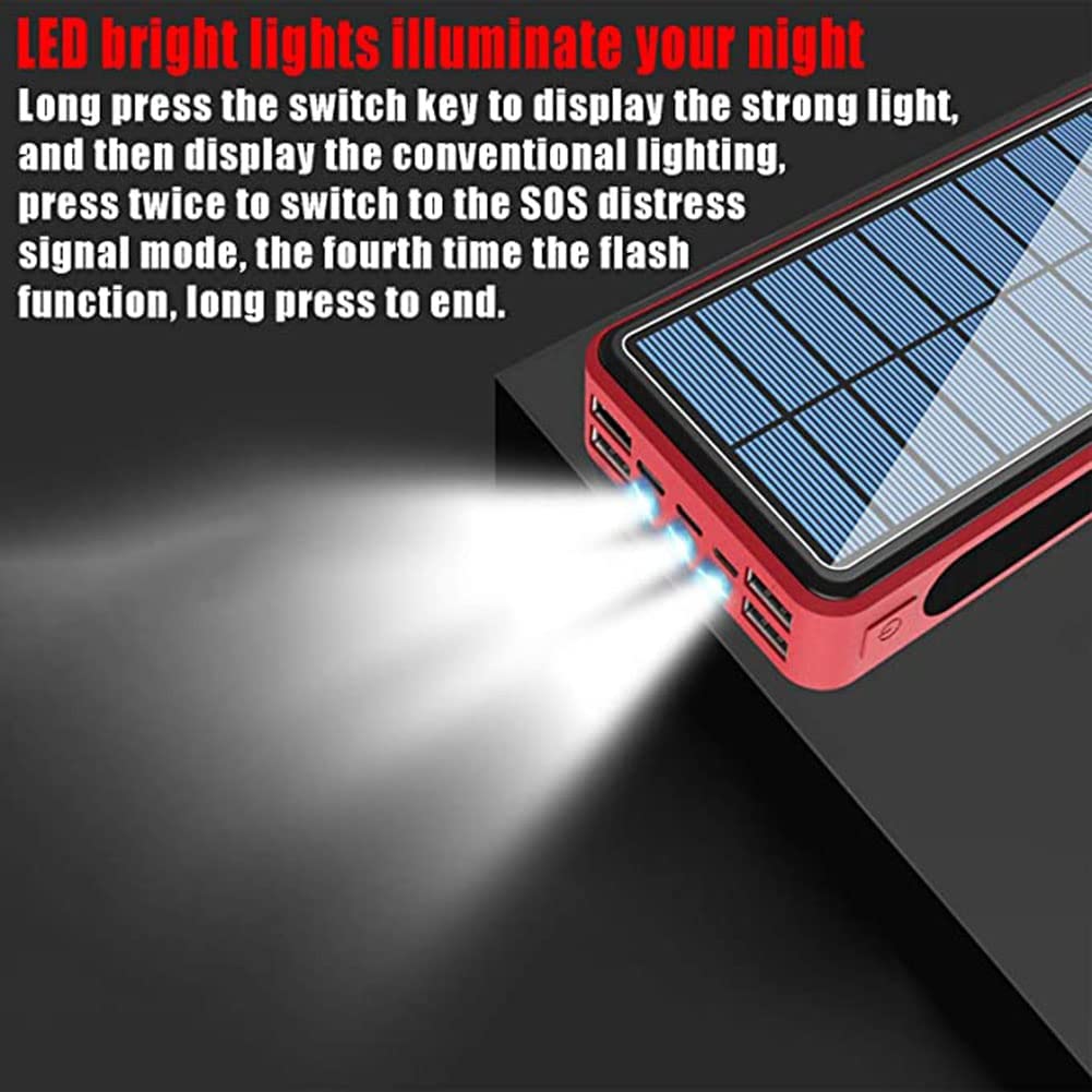 Móvil Portátil Batería Externa Cargador Solar Batería Externa Solar 50000Mah,Cargadores De Móvil Solares Power Bank Solar[4 Salidas Y 3 Entradas] Powerbank Cargador Portatil Bateria Externa