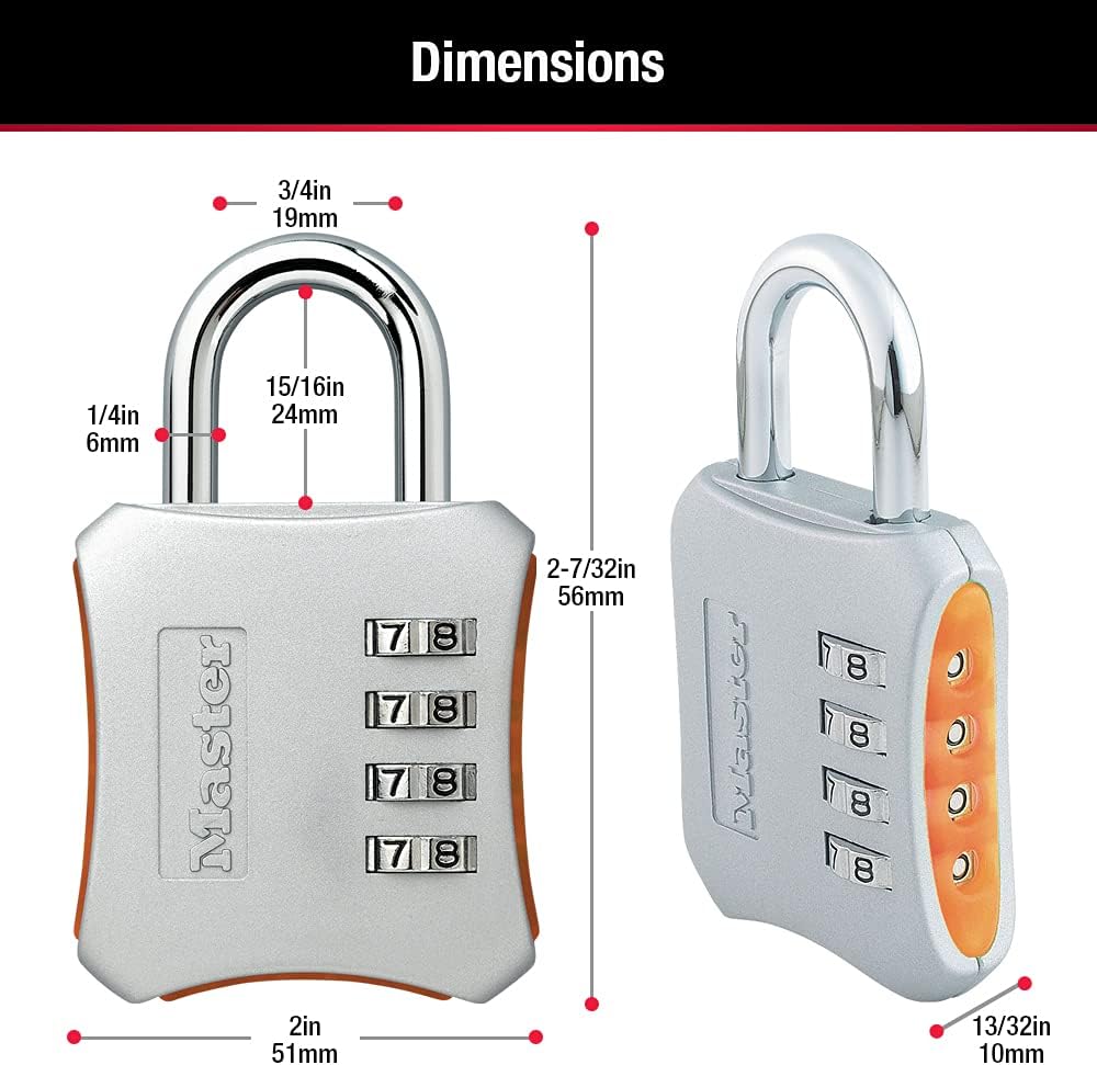Master Lock 653D Locker Lock Set Your Own Combination Padlock, 1 Pack, Assorted Colors - - 