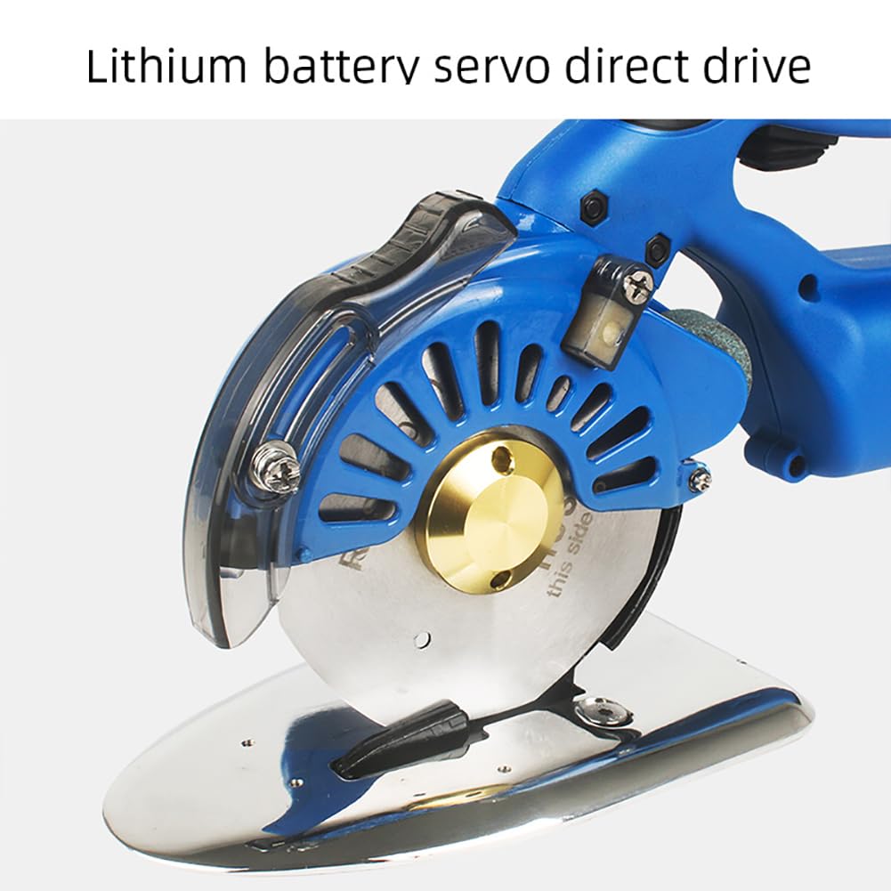 Cortadora de Tela Rotativa Eléctrica, Cortadora de Tela Inalámbrica con 2 Cuchillas y Batería de 2x2500 mAh, Ajuste de 5 Velocidades y Tijeras Eléctricas de Motor Potente para Cortar Tela de Algodón