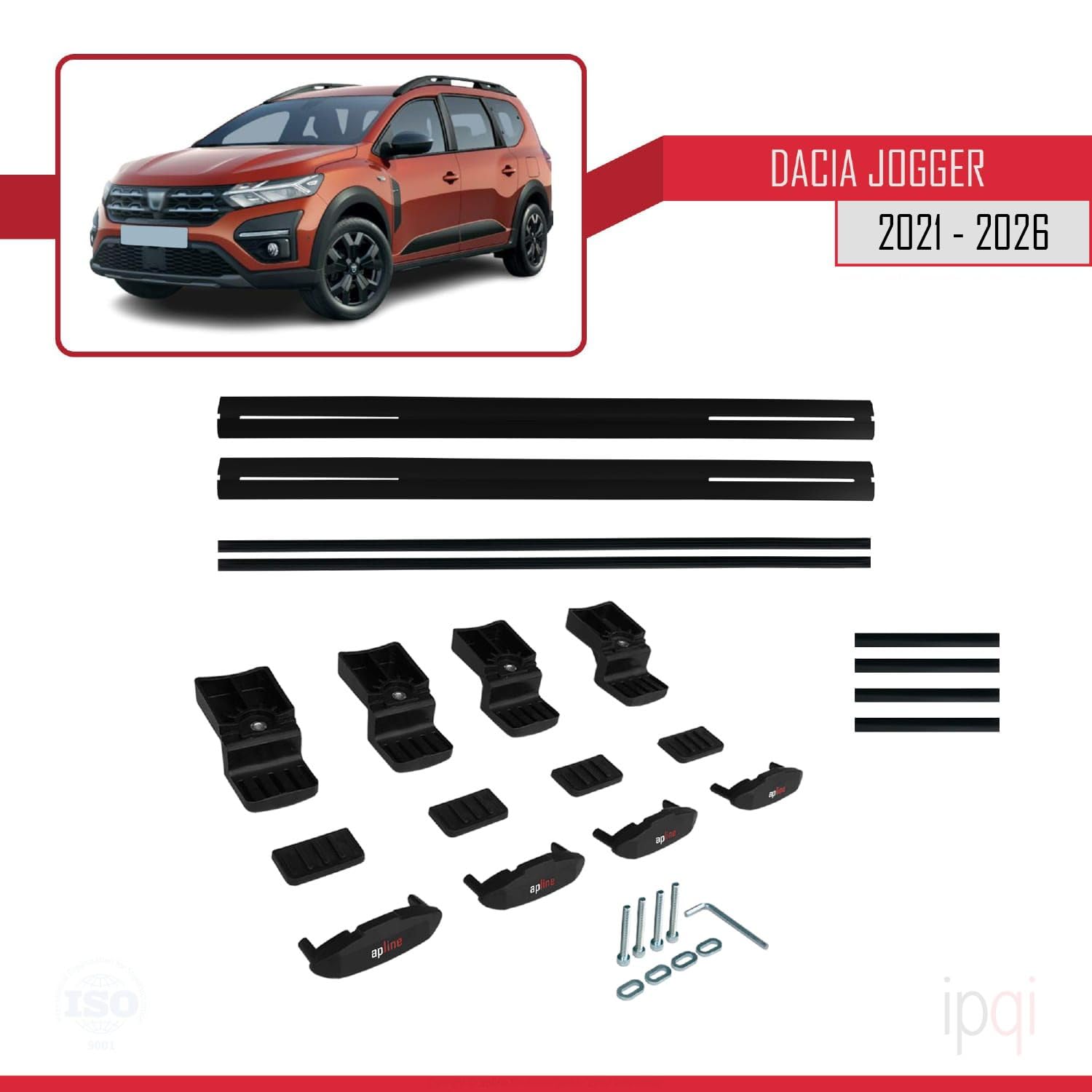 Compatible avec Dacia Jogger 2021-2025 BASIC Model Barres de Toit Railing Porte-Bagages de Voiture Noir Aluminium 2 Barres