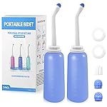 RUFCRIL Peri Bottle, 2-Pack Portable Travel Bidet with Bag, TPE Material Can Be Boiled, 17oz/500ml with 2 Sealing Rings,Essentials for Postpartum Perineal Care,Hemorrhoid Treatment,and Baby(Blue)