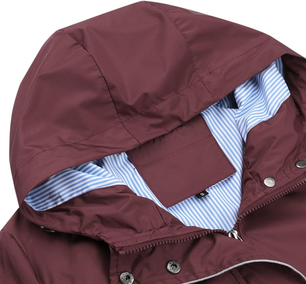 YUNCLOS Damesjas, waterdicht, elegant, winddicht, met capuchon, lang, regenjas, slim fit, effen, Leger Groen, XXL
