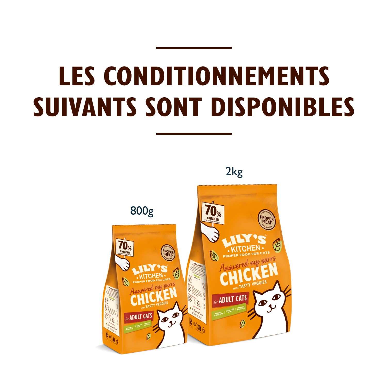 Lily’s Kitchen Fabriqué à partir d’ingrédients naturels Sac d’aliments secs pour chats adultes Sac Poulet aux légumes Recette sans céréales 2 kg