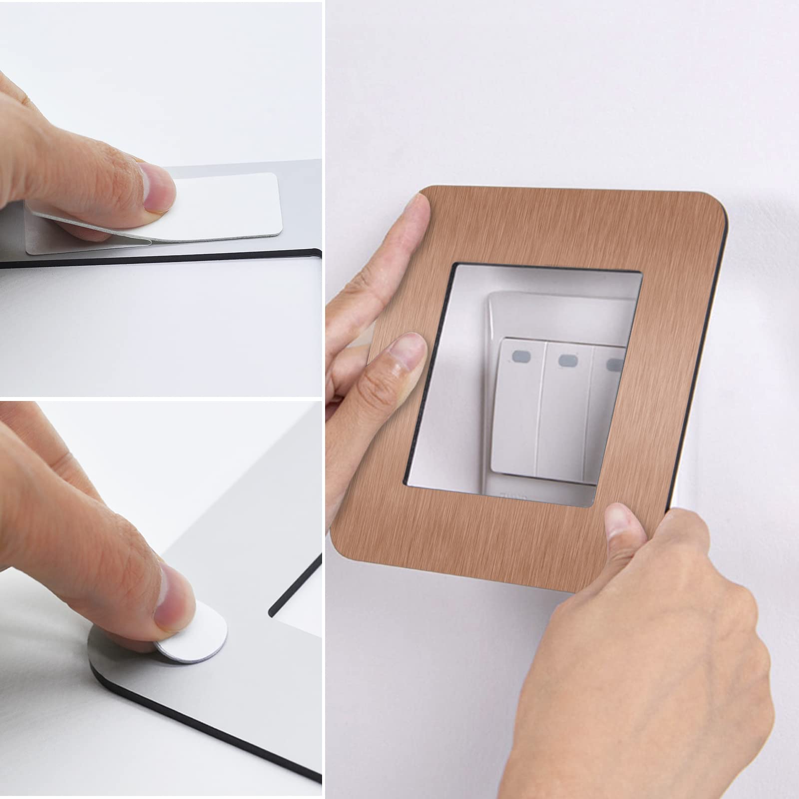 JJWNMLL 4 Pcs Light Switch Cover Plates,Light Switch Surround,Surround Single Light Switch Cover,Switch Sticker Cover,WallFor Home Wall Switch Decoration (Platinum - Image 4
