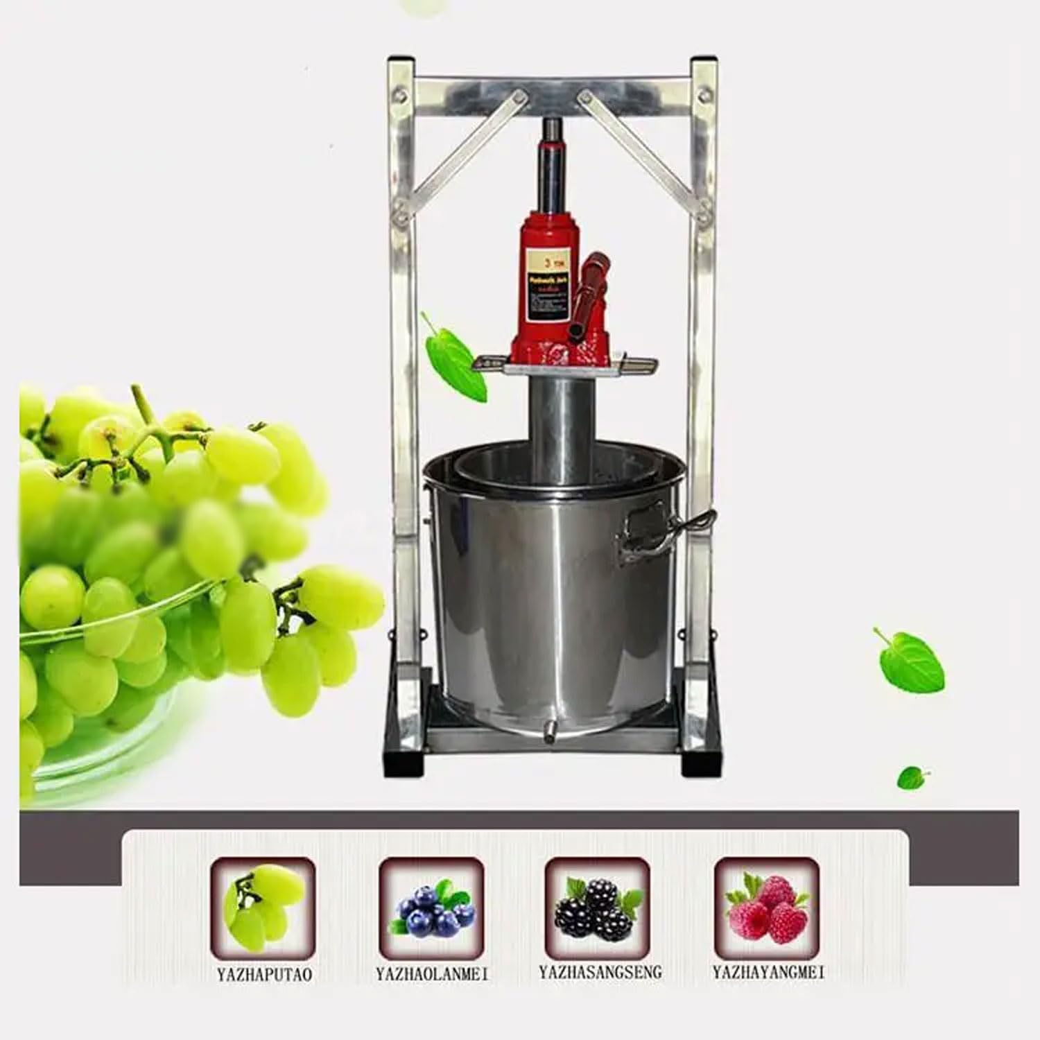 Manuelle Traubenpresse, 12 L/22 L/36 L, Kommerzielle, Abnehmbare Obstpresse Aus Edelstahl, 100–150 Kg/h, Saft-Weinpressausrüstung Für Traubenfrüchte, Honig, Ölrückstände