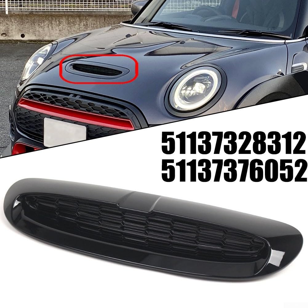 Wlot powietrza do maski silnika MINI Cooper F54 F55 F56 F57 2014-2021, błyszcząca czarna szufla wentylacyjna ABS, zamiennik 51137328312 51137376052