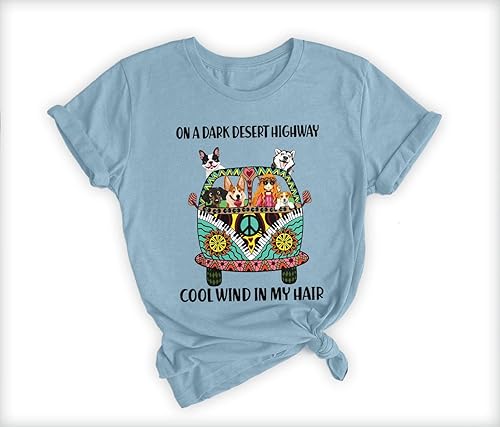 Miniatura 2 de On A Dark Desert Highway Tshirt Womens, Cool Wind In My Hair Shirt, Hippie Dog Shirt, Hippie Soul, Peace Love Hippie, Gift For Her, T-Shirt, Long