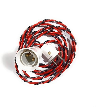 Anchor Pendent Holder and Anchor 2 Pin Plug with Flexible Copper Wire for Hanging Bulb (5 mtr)
