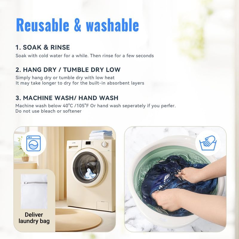 Carer Men’s Incontinence Underwear, Washable Reusable Breathable Leak Proof Underwear for Men Boxer Briefs for Bladder Leakage, 80ml Absorbent Pad Breathable Waterproof 3 Pack, Large - Image 6