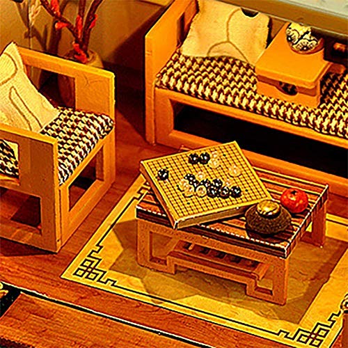 Puppenhaus-Miniatur mit Möbeln, Holz-Miniatur-Puppenhaus-Kit, DIY Art House Crafts mit Light-3D-Holzmodellbausatz – Bild 7