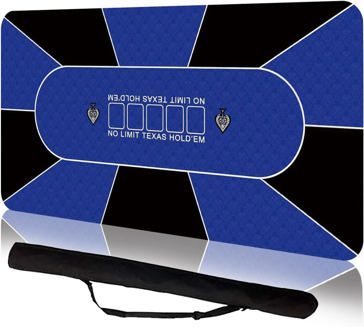 Tappetino da poker professionale, 180 x 90 cm, 8 giocatori, in gomma, portatile, Texas Hold'em, con borsa per il trasporto, per giocare a carte, giochi di poker, blackjack, casinò