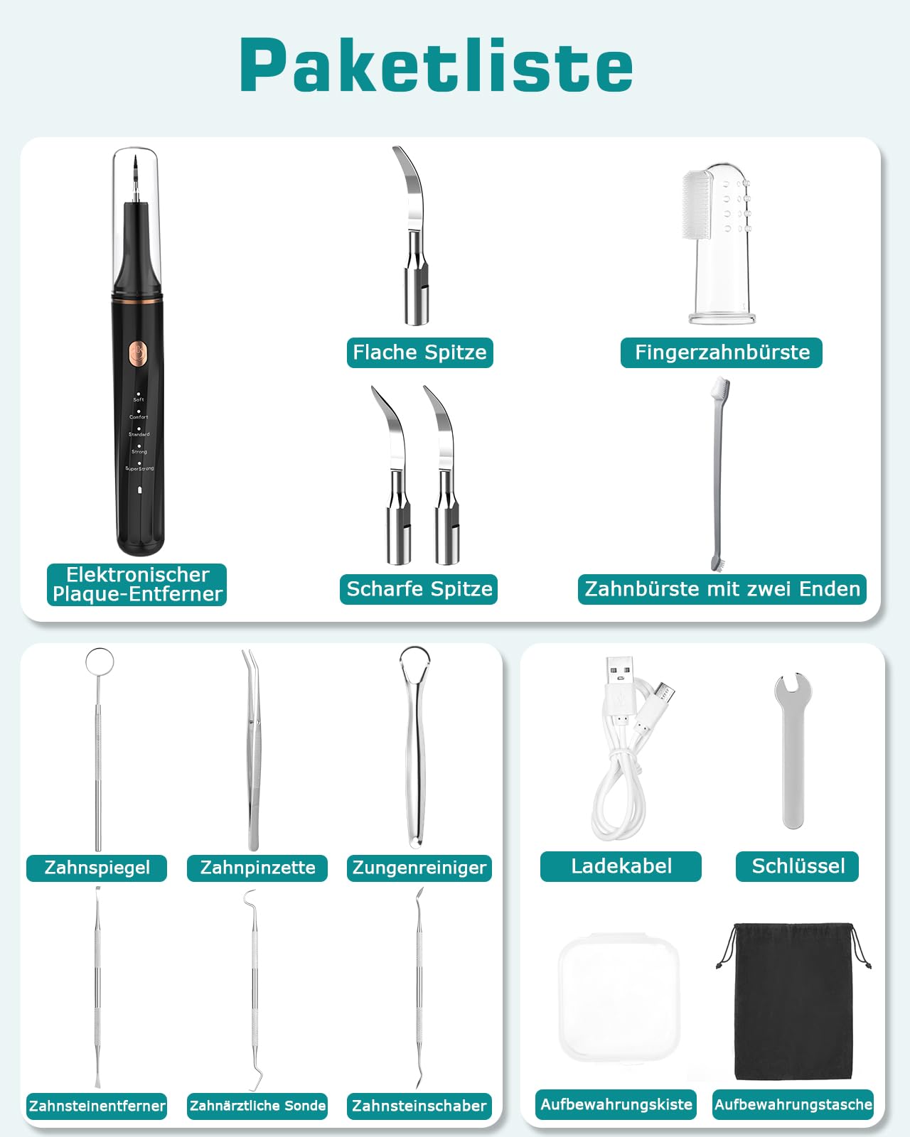 Kit de nettoyage dentaire à ultrasons pour chien et chat, Detartreur Dentaire Ultrason pour Chien et Chat, 5 modes de nettoyage et 4 têtes de nettoyage pour animaux de compagnie