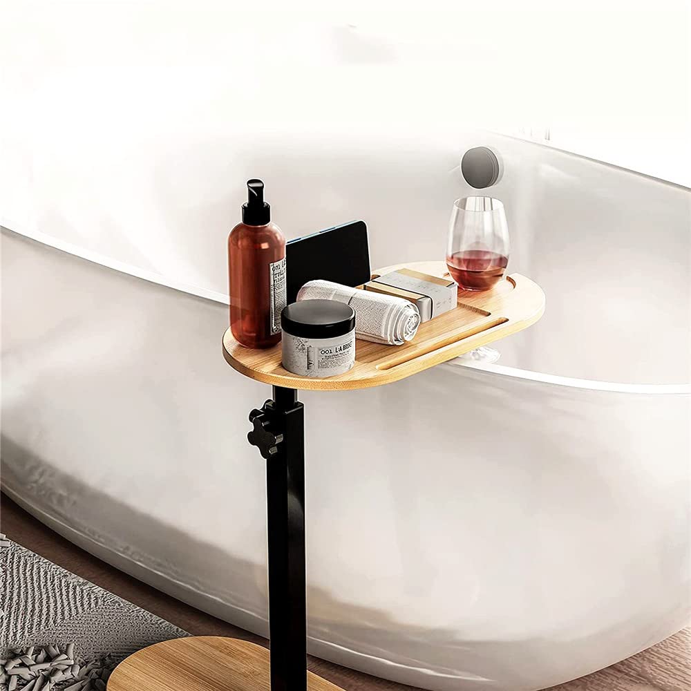 WANLIAN Bathtub Caddy Tray Bamboo Stand Bath Tray for Tub with Adjustable Height Bath Table Bathroom Side Board Tub, Spa Accessories Tub Table with Cup Rack Fits Home Furnishing (Originally)