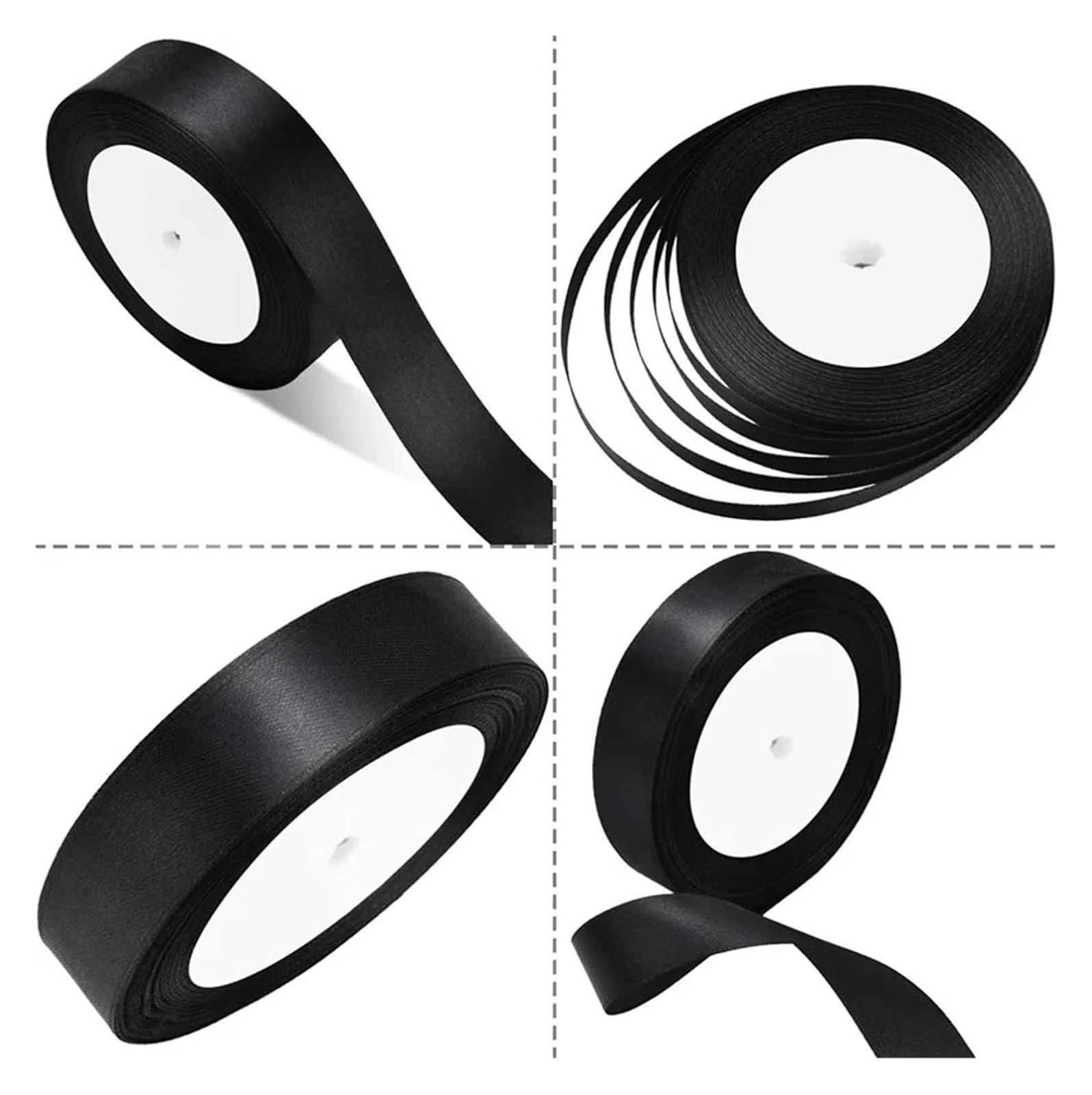 Wstążki do owijania tortów, Wstążka do pakowania ciasta Czarna satynowa szerokość 10–25 mm Opakowanie 2 szt. 50 jardów(2cm Black)