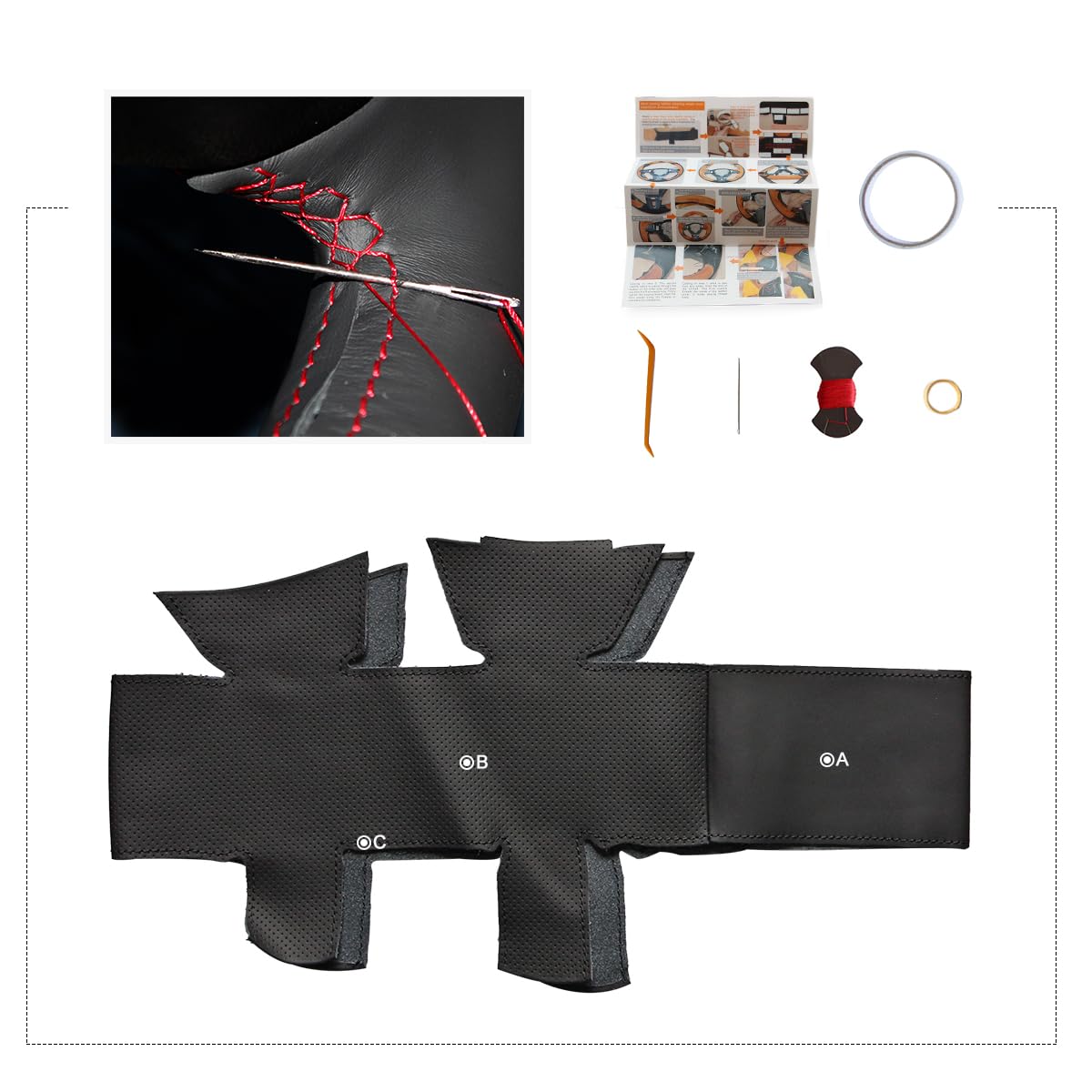 IUKTHHJOR Couvre Volant De Voiture En Cuir Pour Audi A1 A3 A4 A5