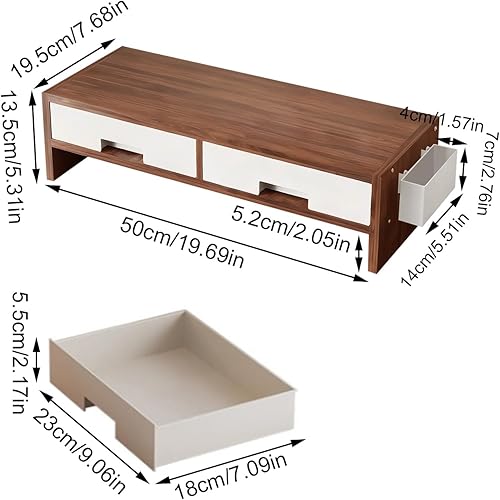 Miniatura 6 de Desk Monitor Stand Riser - Double Drawer Organizer, Ergonomic Desktop Shelf, Adjustable Storage Rack  Computer Screen Riser for Home Office Study