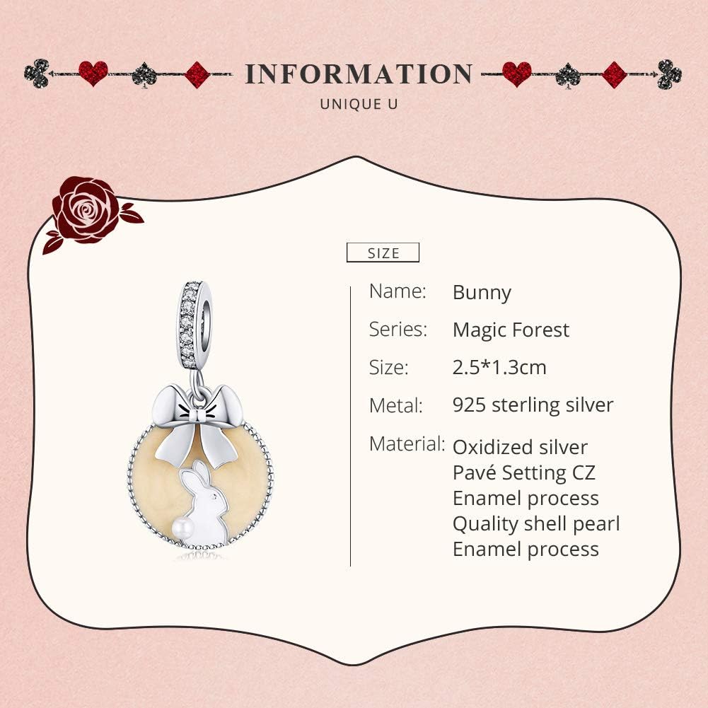 Easter Bunny Charms Sterling Silver Rabbit Charms fit Pandora Charms Bracelet Necklaces Jewelry for Women Mom Wife - Image 2