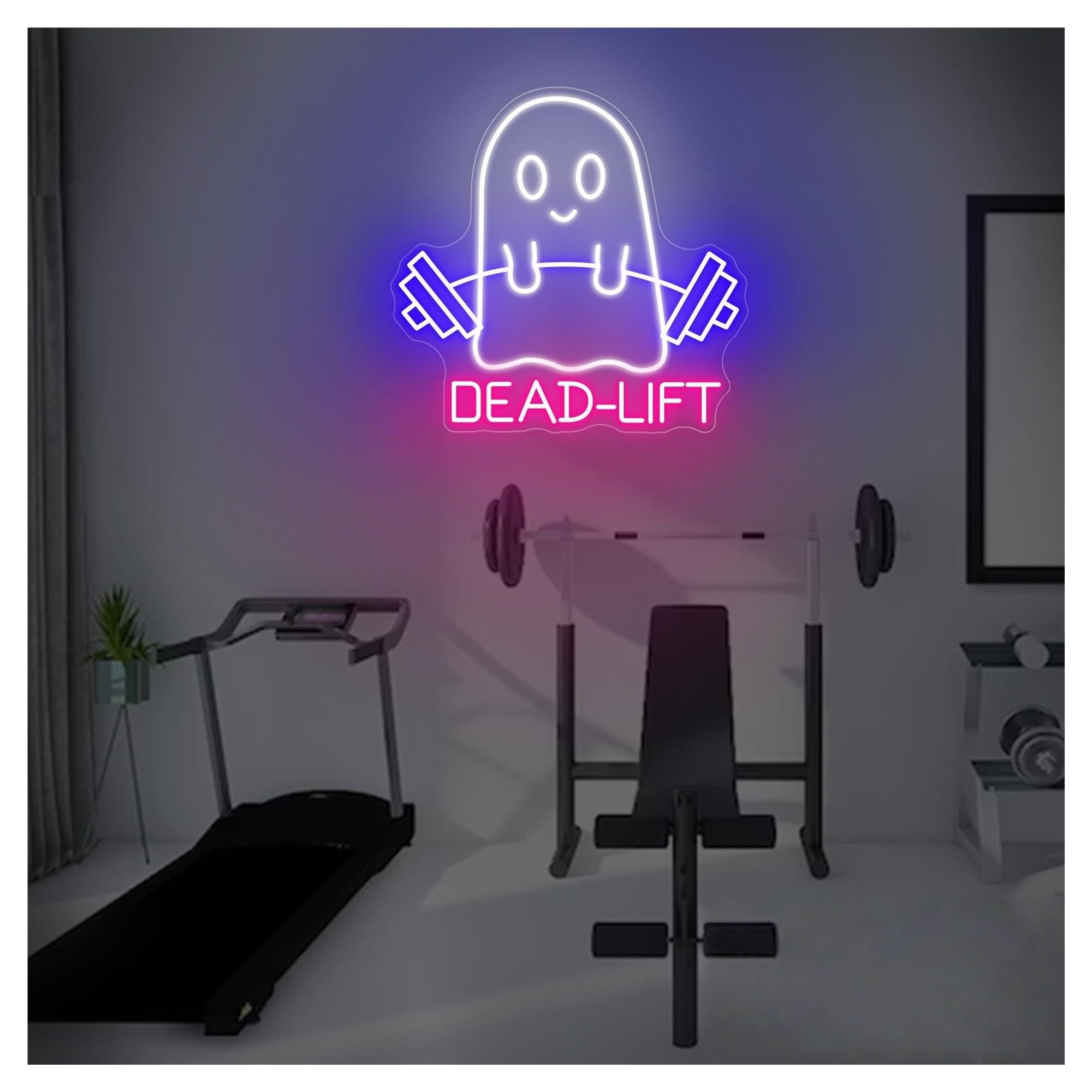 RONGCH Hanging Art Neon Signs Ghost Dead Lift Neon Sign, Suitable for Gym Room Decor with Brightness Adjustable 37cmx38cm(A)