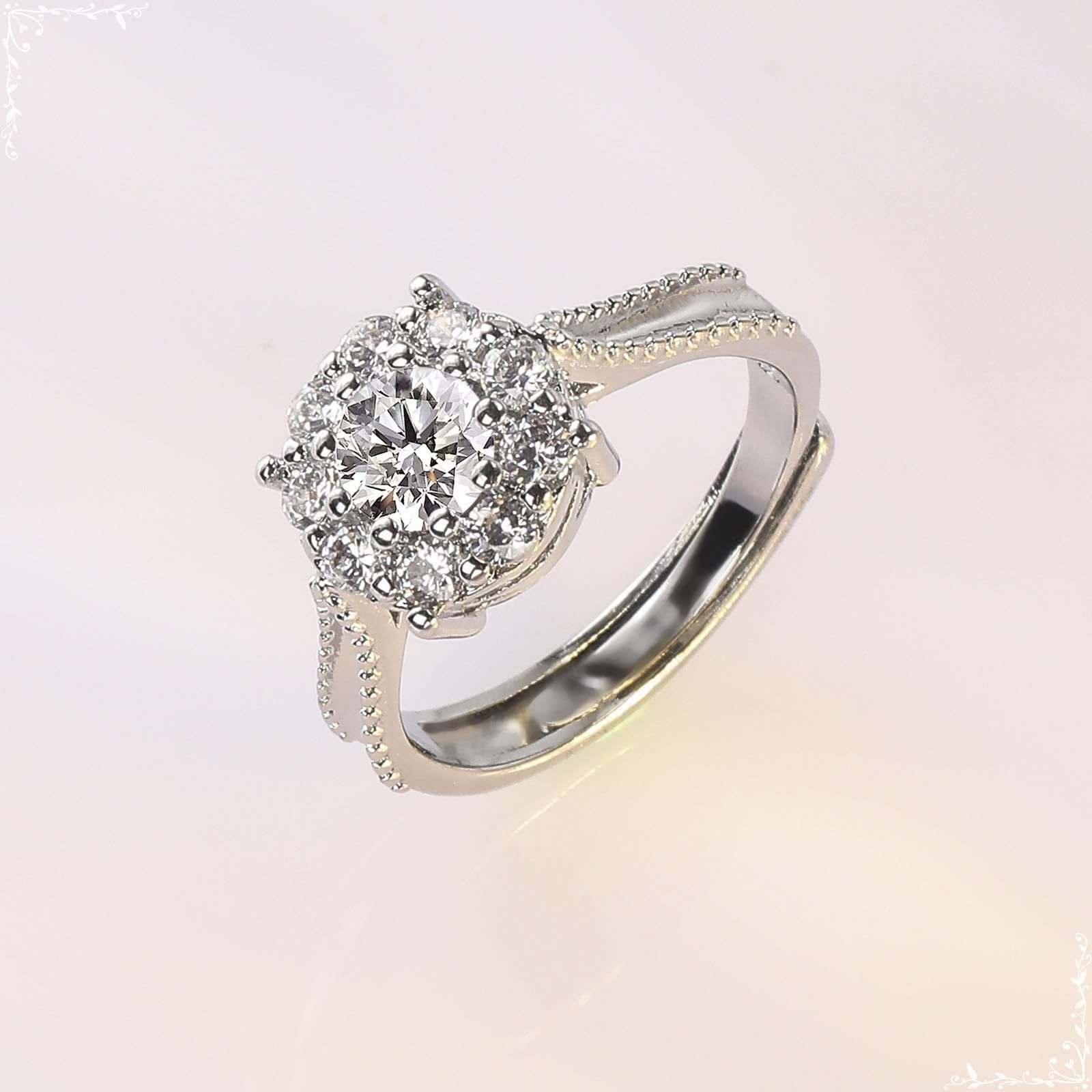 Wycian Vintage Moissanite pierścionki dla kobiet białe złoto pierścionek dla kobiet 18K 4 zęby z cyrkonią rozmiar H 1/2 moda dla cioci biżuteria na Dzień Matki