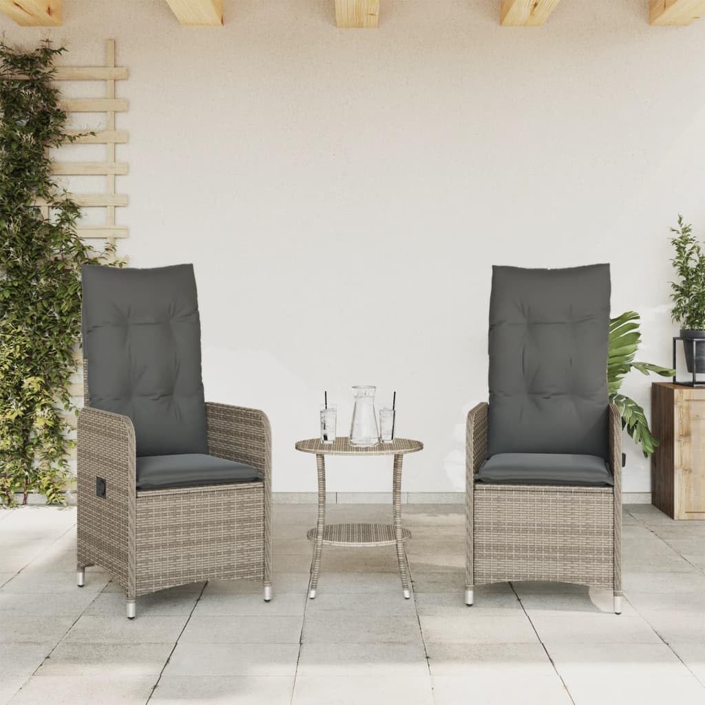 Poltrona da giardino con cuscino, regolabile, in polyrattan, resistente alle intemperie, per esterni, con braccioli e imbottitura rimovibile, ideale per balcone, terrazza, giardino