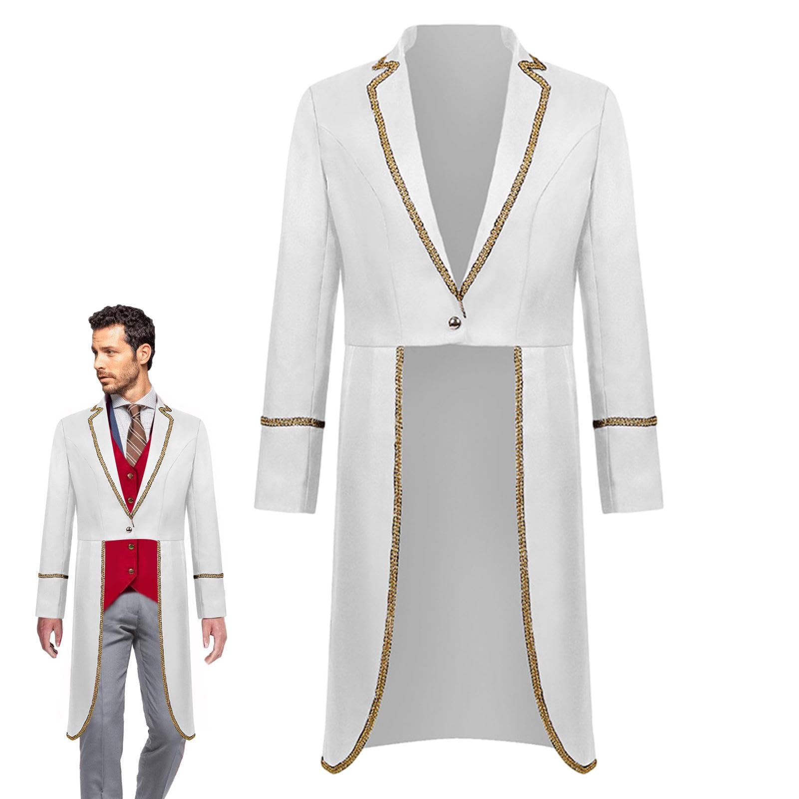 WEITING Mens Tailcoat | Gold Trim Medieval Coat Steampunk Jacket Men Vampire Jacket | Men's Medieval Tailcoat Jacket, Victorian Jacket Men Steampunk Vintage Tailcoat Halloween Costume for Men