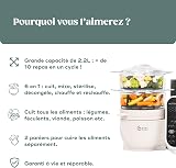 Babymoov Nutribaby(+), 6-in-1 Multifunctional Baby Food Steamer Mixer, Large Capacity 2.2L, Small Baby Pots, Ideal Food Diversification, Mineral Beige - 4