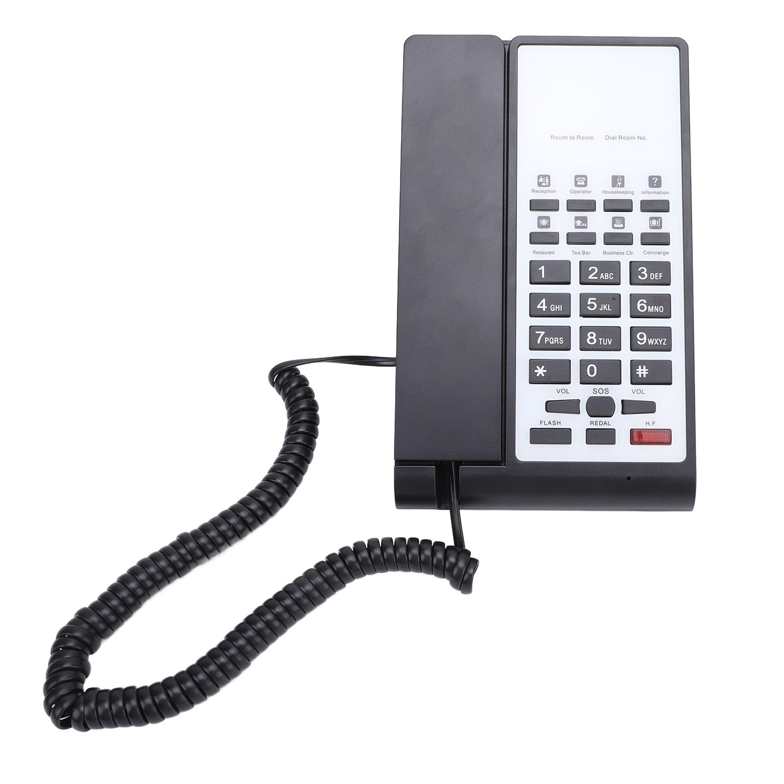 Hotel Business Telefono con Filo Amplificazione Vocale Indicatore di Chiamata in Vivavoce Bianco ABS 1 Set