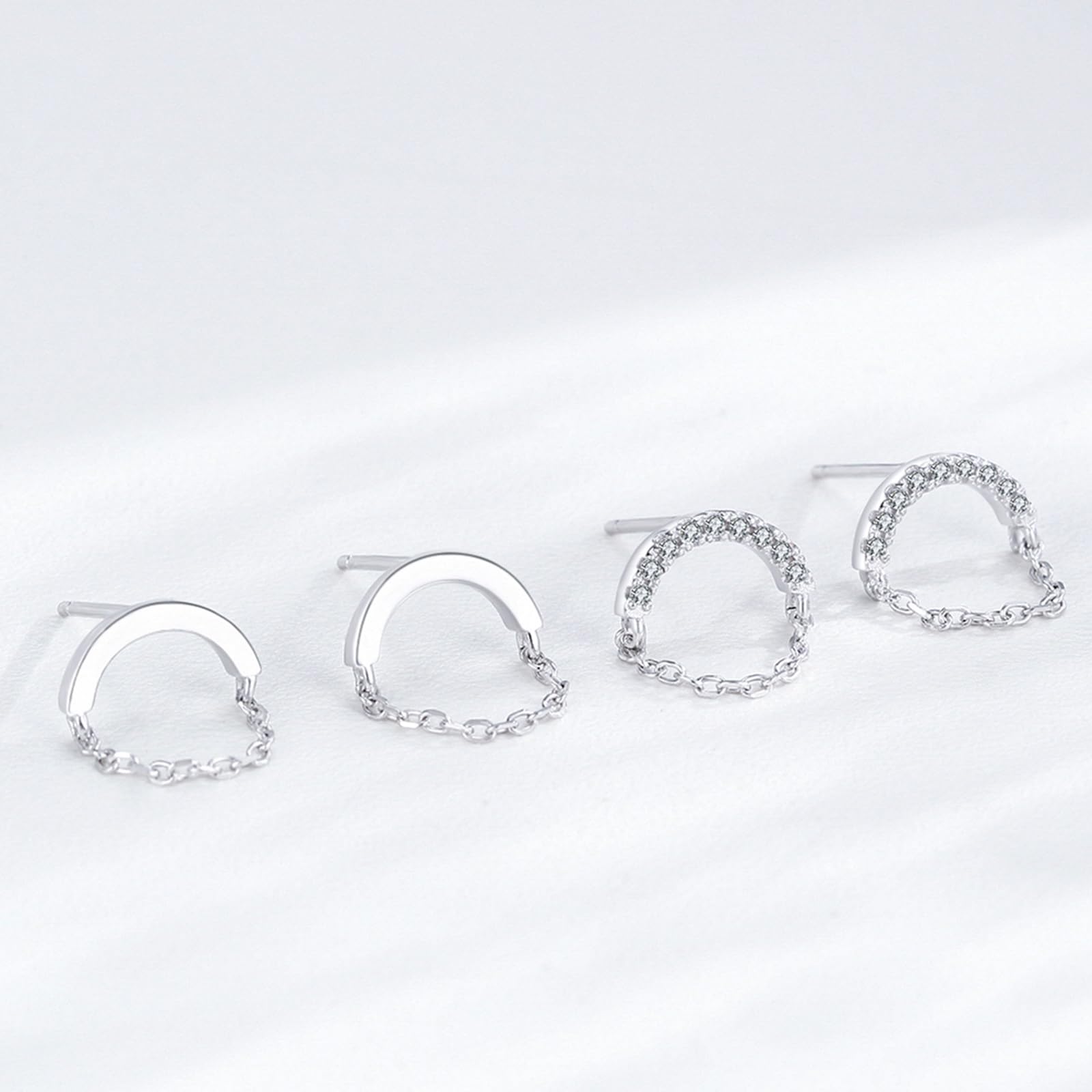 Pendientes de tuerca de oro de 9/14/18 quilates para mujer, oro real, cadena de moissanita pavé