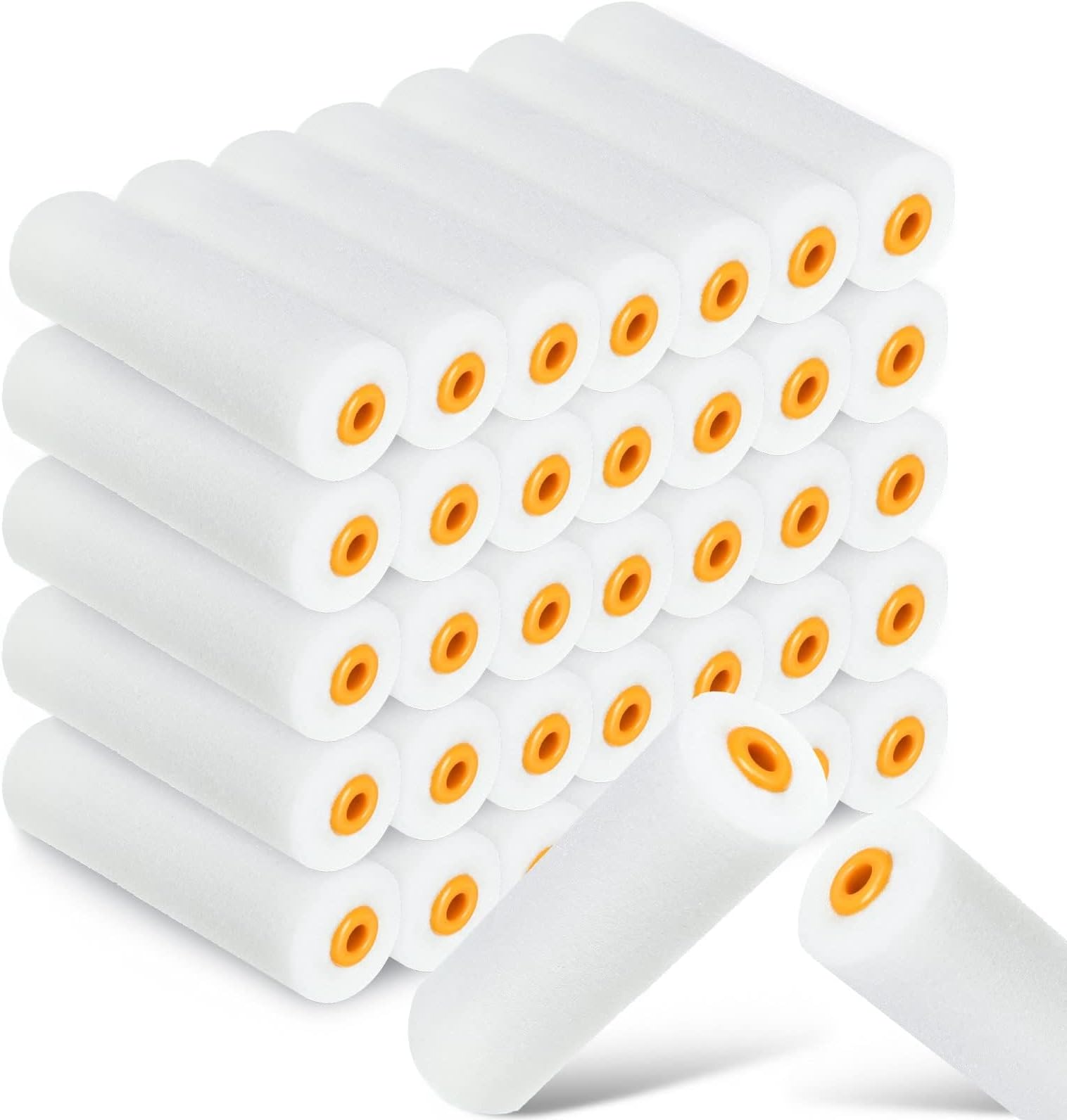 Azonee 40 Pcs High Density 4 Inch Foam Paint Roller Covers, Mini Rollers for Walls, Ceilings, Cabinets & Doors, White