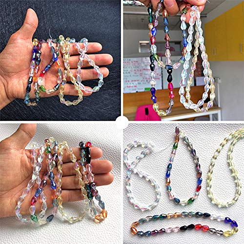 Image of 8x12mm Teardrop Glass Beads for Jewelry Making, 300pcs Faceted Vertical Hole Shape, Crystal Prism Beads for Pendants Bracelets Necklaces Earring